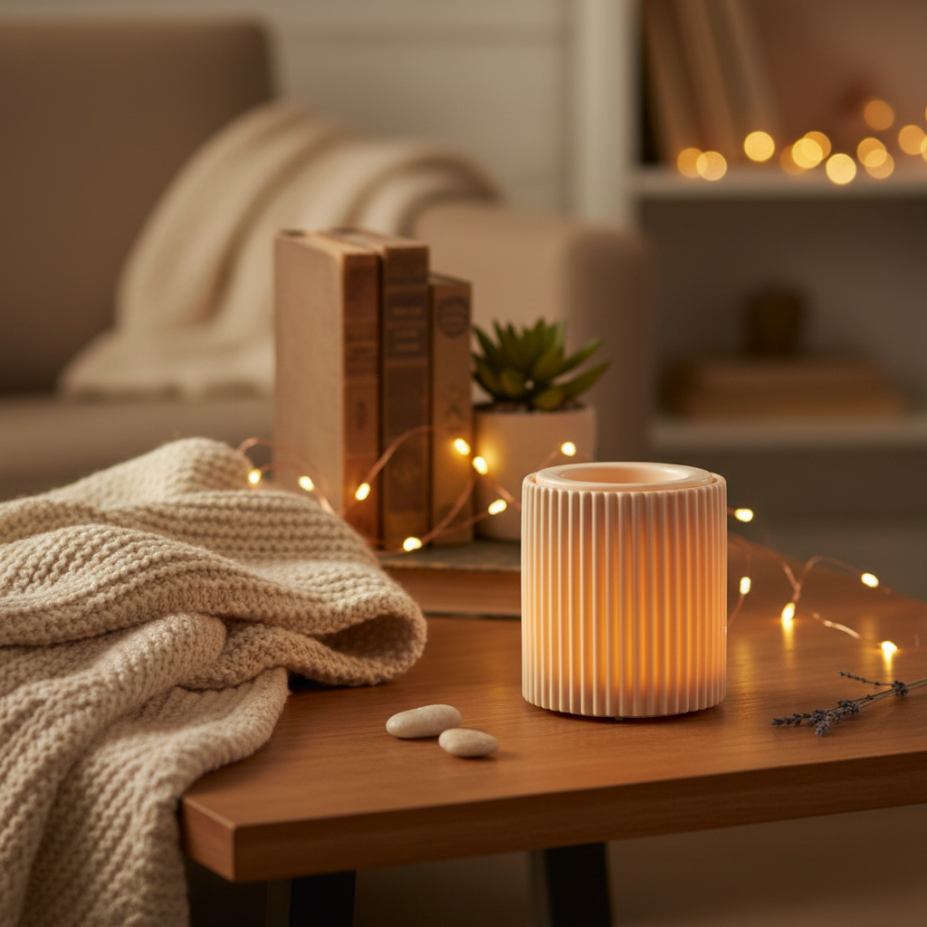 Wax warmer in cozy setting
