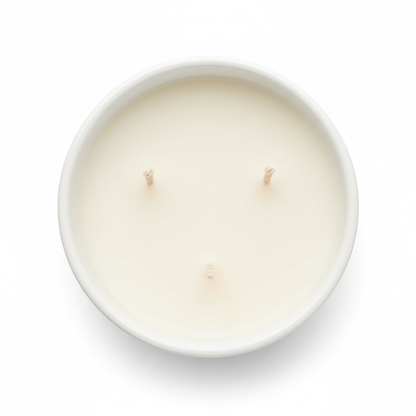 Inside view of three-wick candle