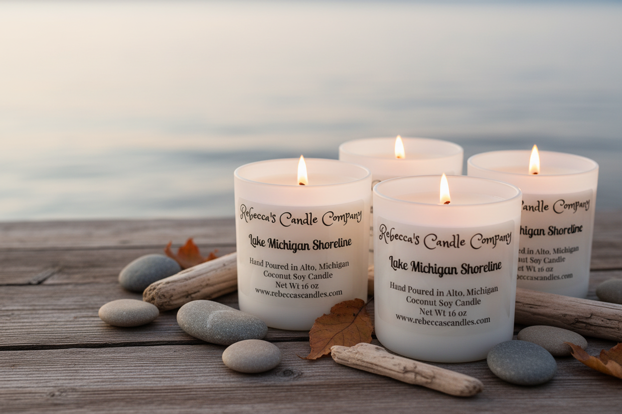 Lake Michigan Shoreline - solid white jars