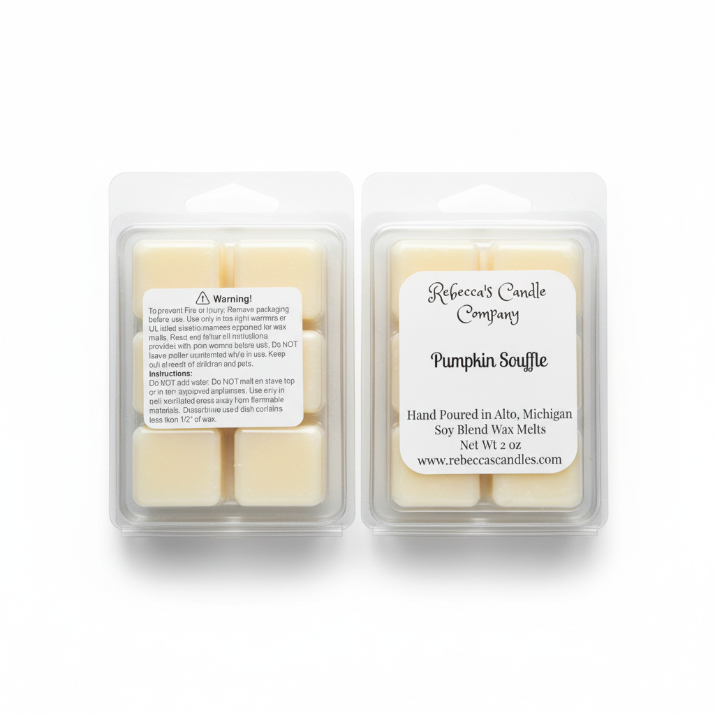 Wax melts in plastic container on white background